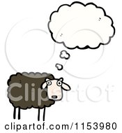 Cartoon Of A Thinking Black Sheep Royalty Free Vector Illustration
