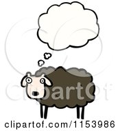 Cartoon Of A Thinking Black Sheep Royalty Free Vector Illustration