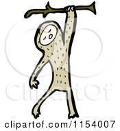 Cartoon Of A Monkey Hanging From A Branch Royalty Free Vector Illustration by lineartestpilot