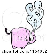 Cartoon Of A Squirting Pink Elephant Royalty Free Vector Illustration