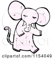 Cartoon Of A Pink Elephant Royalty Free Vector Illustration by lineartestpilot