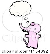 Cartoon Of A Thinking Pink Elephant Royalty Free Vector Illustration