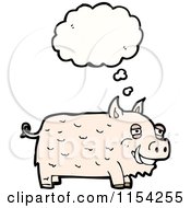 Cartoon Of A Thinking Pig Royalty Free Vector Illustration by lineartestpilot