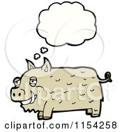Cartoon Of A Thinking Pig Royalty Free Vector Illustration by lineartestpilot
