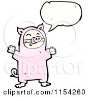 Cartoon Of A Talking Kid In A Pig Costume Royalty Free Vector Illustration