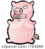 Cartoon Of A Pink Pig Royalty Free Vector Illustration by lineartestpilot