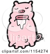 Cartoon Of A Drooling Pig Royalty Free Vector Illustration by lineartestpilot
