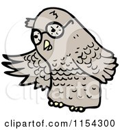 Cartoon Of A Presenting Owl Royalty Free Vector Illustration by lineartestpilot