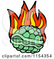 Poster, Art Print Of Flaming Green Turtle Shell