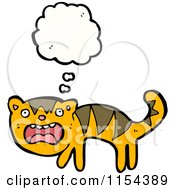 Cartoon Of A Thinking Tiger Royalty Free Vector Illustration by lineartestpilot
