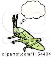 Cartoon Of A Thinking Grasshopper Royalty Free Vector Illustration