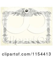 Clipart Of A Grungy Ornate Frame With A Crown And Copyspace Royalty Free Vector Illustration