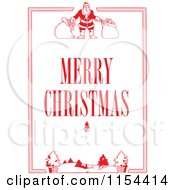Poster, Art Print Of Red Santa And Winter Border With Merry Christmas Text