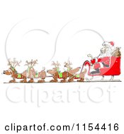 Clipart Of A Team Of Wiener Dogs Pulling Santas Sleigh Royalty Free Vector Clipart by Spanky Art #COLLC1154416-0019