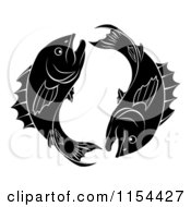 Black And White Pisces Zodiac Astrology Fish