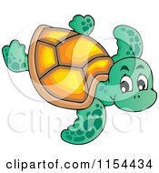 Cartoon Of A Cute Sea Turtle Royalty Free Vector Illustration