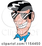 Poster, Art Print Of Grinning 50s Greaser Man Wearing Shades