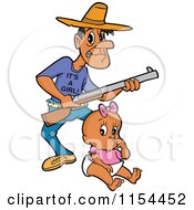 Black Father With A Rifle And An Its A Girl Shirt Over A Baby