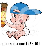 White Baby Holding Up A Cigar With Its A Boy Text