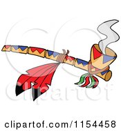 Poster, Art Print Of Smoking Peace Pipe With Red Feathers
