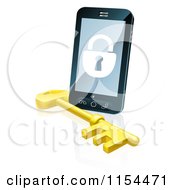 Poster, Art Print Of 3d Locked Cell Phone With A Skeleton Key