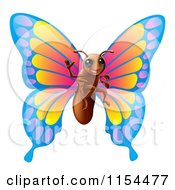 Cartoon Of A Friendly Waving Butterfly Mascot Royalty Free Vector Illustration