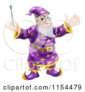 Poster, Art Print Of Friendly Wizard Holding Up A Wand