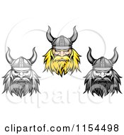 Poster, Art Print Of Aggressive Blond And Grayscale Viking Warrior Faces