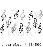 Clipart Of Black And White Music Clefs Royalty Free Vector Illustration