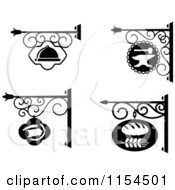 Poster, Art Print Of Black And White Store Front Shingle Signs