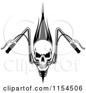Clipart Of A Black And White Skull With Motorcycle Handlebars Royalty Free Vector Illustration