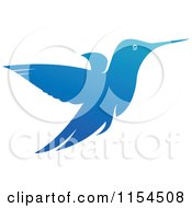Clipart Of A Blue Hummingbird Royalty Free Vector Illustration