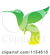 Clipart Of A Green Hummingbird Royalty Free Vector Illustration
