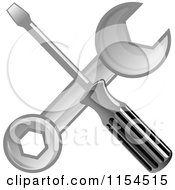 Clipart Of A Crossed Screwdriver And Spanner Wrench Royalty Free Vector Illustration by Vector Tradition SM