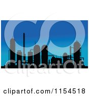 Poster, Art Print Of Silhouetted Refinery Against Blue