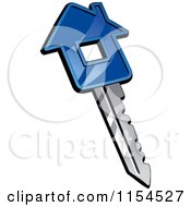 Clipart Of A Blue House Key Royalty Free Vector Illustration