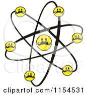 Cartoon Of An Atom With Disguised Smiley Faces Royalty Free Vector Illustration by Johnny Sajem