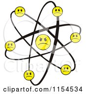 Cartoon Of An Atom With Unhappy Smiley Faces Royalty Free Vector Illustration