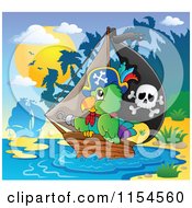 Poster, Art Print Of Pirate Parrot And A Ship By An Island