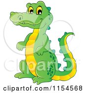 Cartoon Of A Crocodile Sitting Upright Royalty Free Vector Illustration
