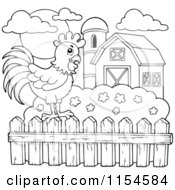 Poster, Art Print Of Outlined Rooster On A Farm Fence