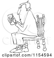 Poster, Art Print Of Outlined Man Sitting In A Chair And Texting On A Phone