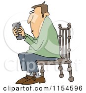 Poster, Art Print Of Outlined Man Sitting In A Chair And Texting On A Phone