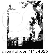 Poster, Art Print Of Retro Vintage Silhouetted Girl And Statue Page Border