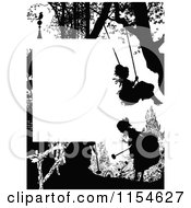 Poster, Art Print Of Retro Vintage Silhouetted Girl Swinging Page Border