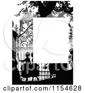Retro Vintage Silhouetted Gate And People Page Border
