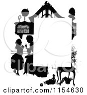 Poster, Art Print Of Retro Vintage Silhouetted Girl And Mother Page Border