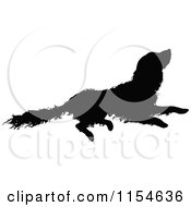 Clipart Of A Retro Vintage Silhouetted Dog Royalty Free Vector Clipart