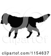 Clipart Of A Retro Vintage Silhouetted Dog 2 Royalty Free Vector Clipart