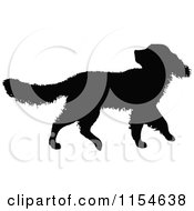 Clipart Of A Retro Vintage Silhouetted Dog 3 Royalty Free Vector Clipart